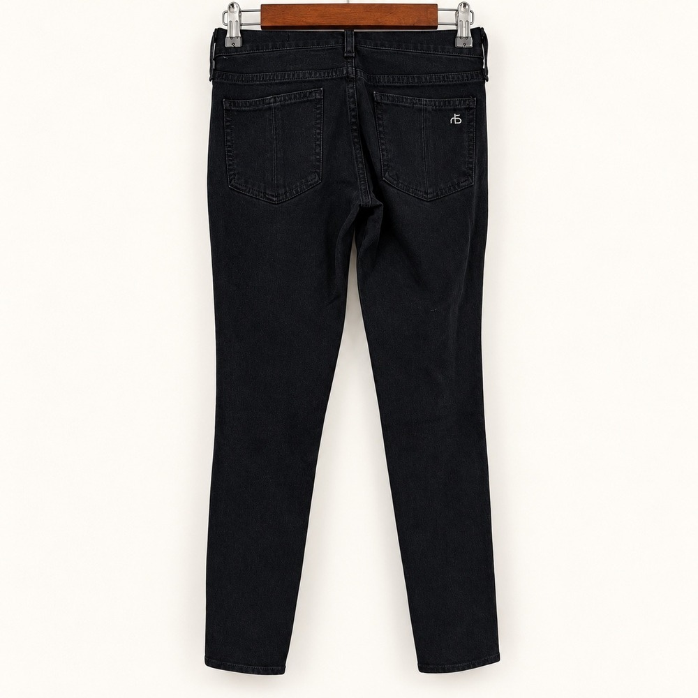 rag & bone 25 Slim Skinny Equestrian Black Jeans Minimalist Capsule Stretch Chic